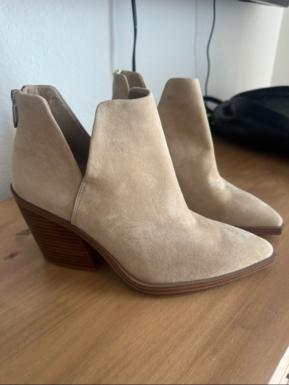 Vince Camuto Sand Suede V-Cut Ankle Booties